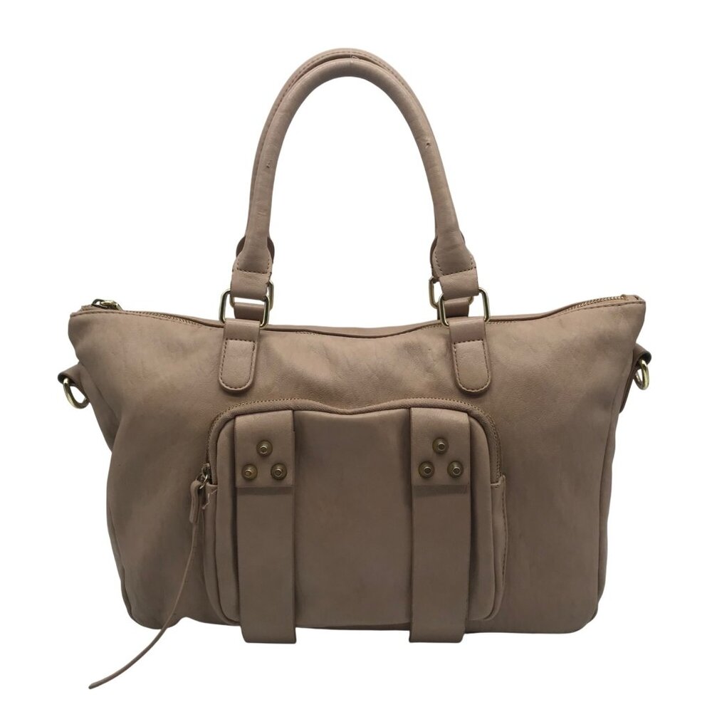 She+Lo Tan Pebbled Leather Shoulder Bag